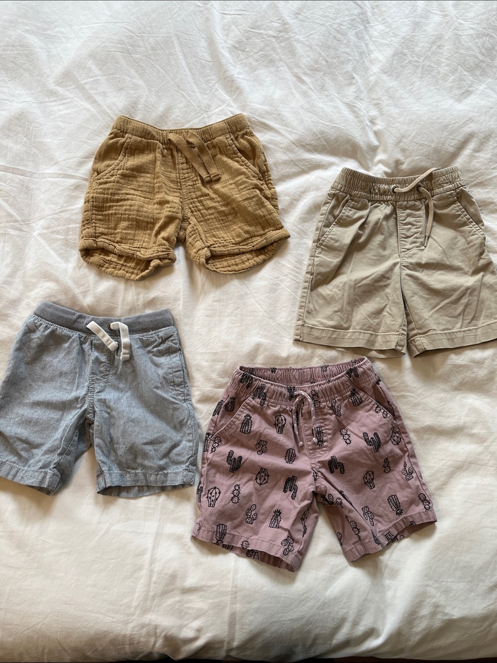 Cat & Jack Mustard, Beige, Light Blue & Mauve Kids Cotton Shorts 4-Pack